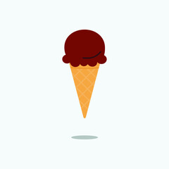 Illustration of chocolate ice cream cone.