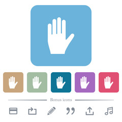 Left hand flat icons on color rounded square backgrounds