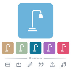 Street lamp flat icons on color rounded square backgrounds
