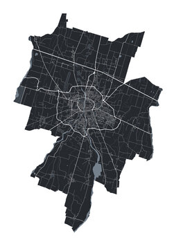 Parma vector map. Detailed black map of Parma city poster with streets. Cityscape urban vector.