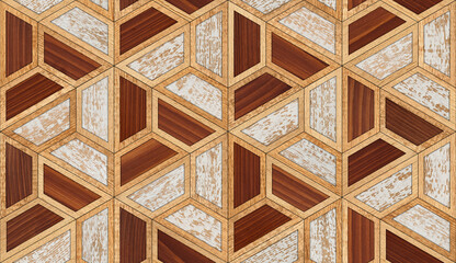 Seamless wooden background with repeat geometric pattern. 