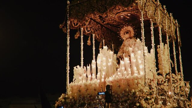 Lifting of the Virgin Mary at Semana Santa Seville, Spain 2022