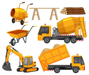 Set of construction site objects