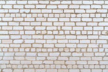Old white brick wall. Construction brick vintage background.