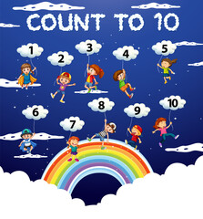 Naklejka premium Counting numbers 1 to 10 for kids