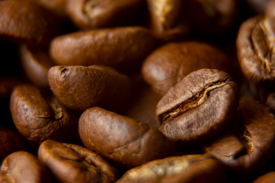 Coffee beans. Macro coffee beans background.