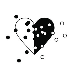 Dotted halftone heart icon. Black and white vector illustration.