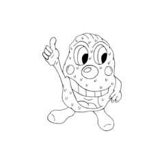 Funny potato character with scribbles laughs. Vector sketch drawn by hand is funny. Sketch highlighted on a white background