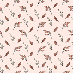 Soft seamless pattern with pink branches. Vector illustration