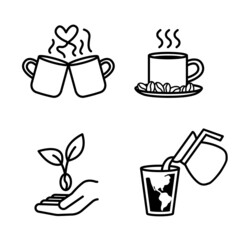 Set of linear coffee icons