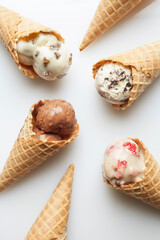 ice cream cones on white