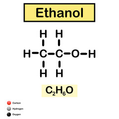 Structure of ethanol element on white background.isolated molecule ethanol.vector illustration.design for model science,biology,education.