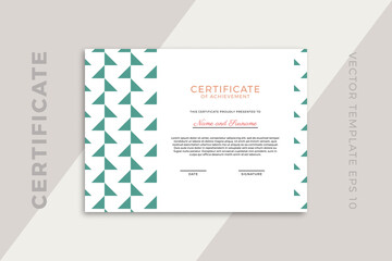 Modern business diploma mockup for graduation or course completion with artistic geometric pattern. Trendy design of certificate of appreciation template. Vector background EPS 10