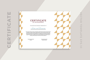 Modern business diploma mockup for graduation or course completion with creative geometric pattern. Trendy design of certificate of appreciation template. Vector background EPS 10