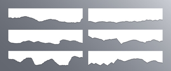 Torn edges of paper, craft design elements vector collection. Ripped edges paper borders