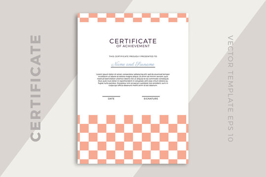 Modern abstract certificate of appreciation vertical template design with geometric pattern. Trendy  business diploma layout for training graduation or course completion. Vector background EPS 10