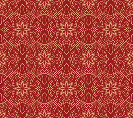 Luxury vintage seamless pattern. Symmetric fashioned romantic wallpaper. Vector repeating fabric ornament.