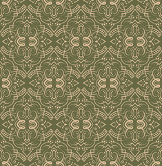 Asian vintage seamless pattern. Symmetric royal wallpaper. Vector repeating baroque ornament.