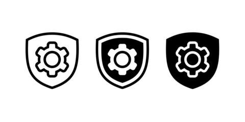 Shield gear icon. Vector illustration 