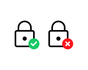 Padlock checkmark icon. Vector illustration 