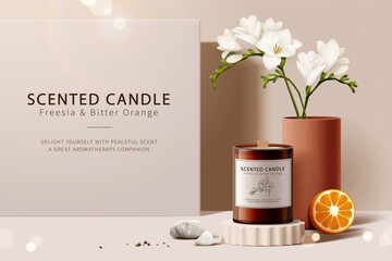 Minimal scented candle ad template - obrazy, fototapety, plakaty