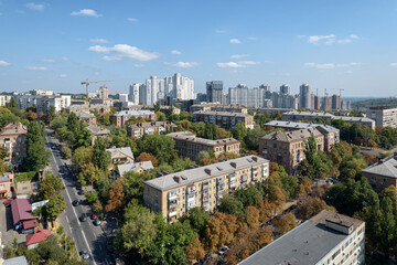 view of the city with dense buildings, urban development