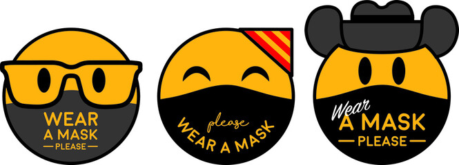 Please wear mask icon vector emoji signage	