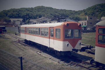 Obraz premium 日本の岡山県倉敷市にあった下津井電鉄の廃車両