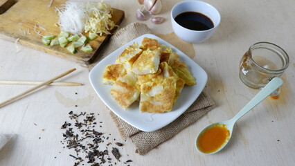 Pempek is a traditional food from Palembang, South Sumatra province, Indonesia. This food is made from basic ingredients of sago and fish