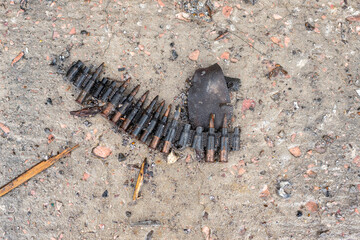 Ammunition of bullets in iron shell during Ukraine war
