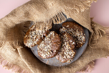 rye cakes with seeds wrapped in linen