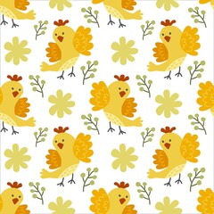 Cute seamless pattern, birds. Vector background.