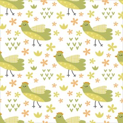 Cute seamless pattern, birds. Vector background.