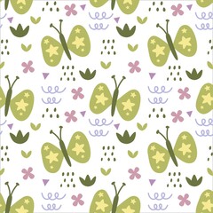 Cute seamless pattern, butterflies. Vector background.