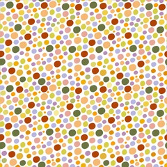 Cute seamless pattern of colored circles. Vector background.