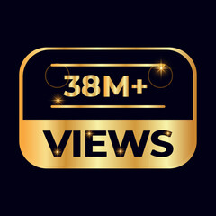 38M views celebration design. 38 million Views Vector.views sticker for Social Network friends or followers, like
