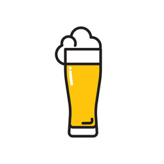 Vector beer glass icon. Flat illustration of beer isolated on white background. Icon vector illustration sign symbol.