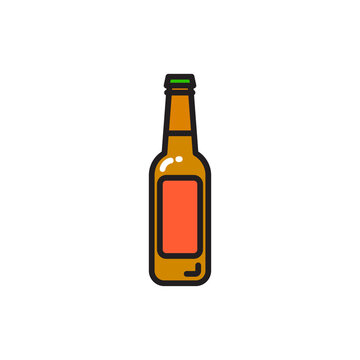 Vector beer bottle icon. Flat illustration of beer bottle  isolated on white background. Icon vector illustration sign symbol.