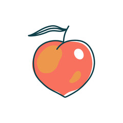 Colorful peach clipart cartoon. Peach vector illustration.  icon sign symbol