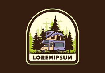 Car roof camping in the jungle illustration