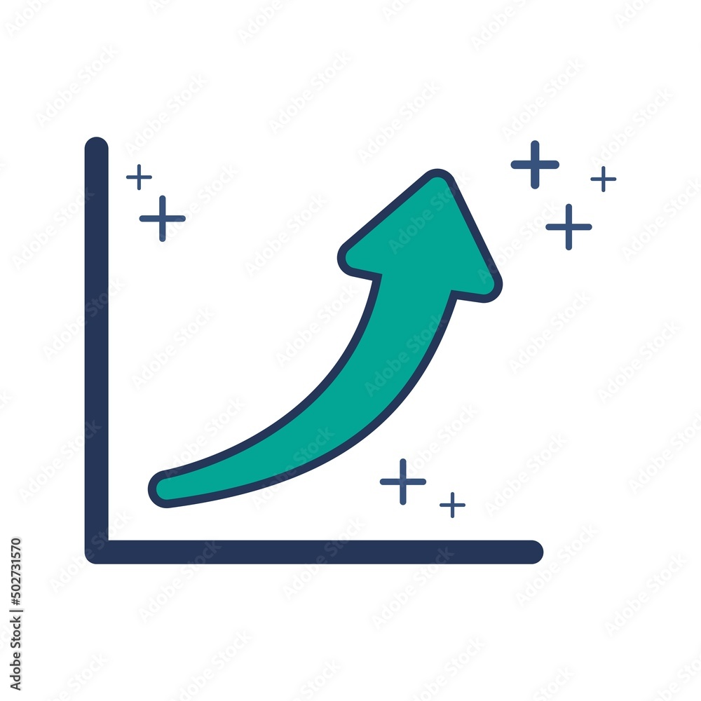 Wall mural forecast graph icon vector illustration glyph style design with color and plus sign. isolated on whi