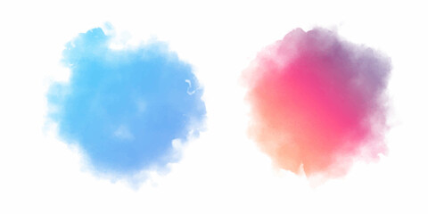 Red and blue watercolor brush stroke design vector set