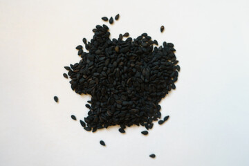 View of heap of seeds of black sesame from above