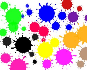 multicolored watercolor drop pattern on a white background