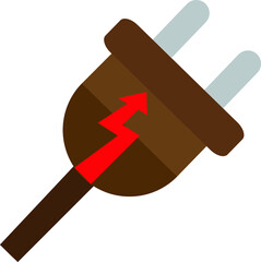 Electric switch and red shock icon. with white background