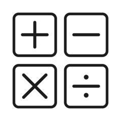 Math calculation keyboard. Vector icon set with shifted effect.