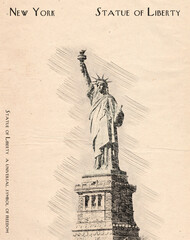 Statue of Liberty Vintage Drawing