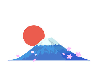 富士山と太陽と桜