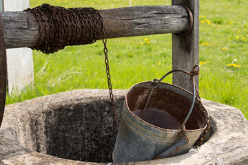 Croatia, May 01,2022: Well for drawing water located in the countryside.