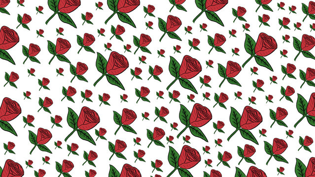 background image is red rose and white background